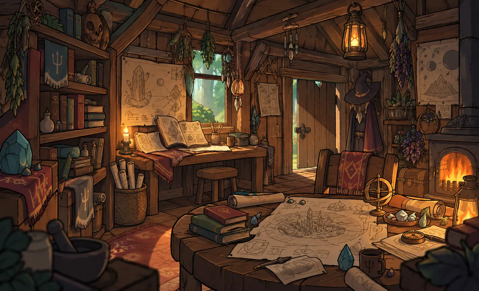 Interior de la casa del Xamà. Es veu que ha estudiat una mena de cristalls.
